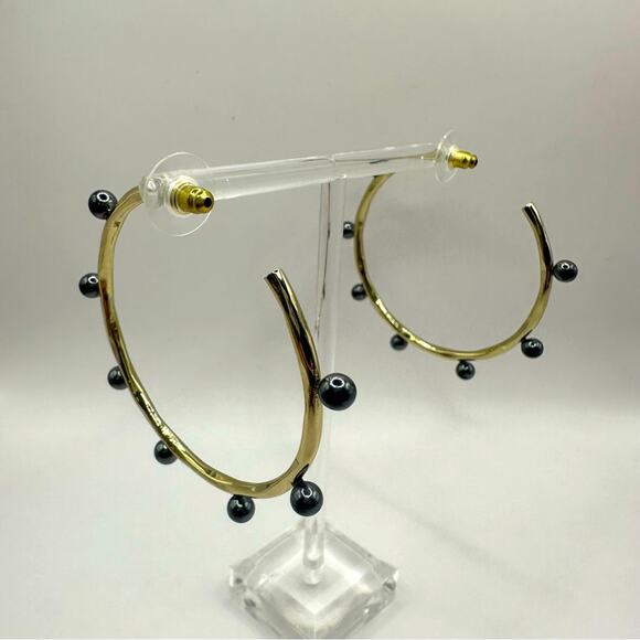 Lilly Pulitzer Gemma Onyx Hoop Earring Summer Pierced Jewelry Preppy Casual - Picture 8 of 8